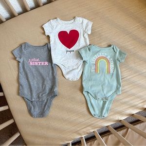 3pk bundle Cotton on and cat and Jack body suits
